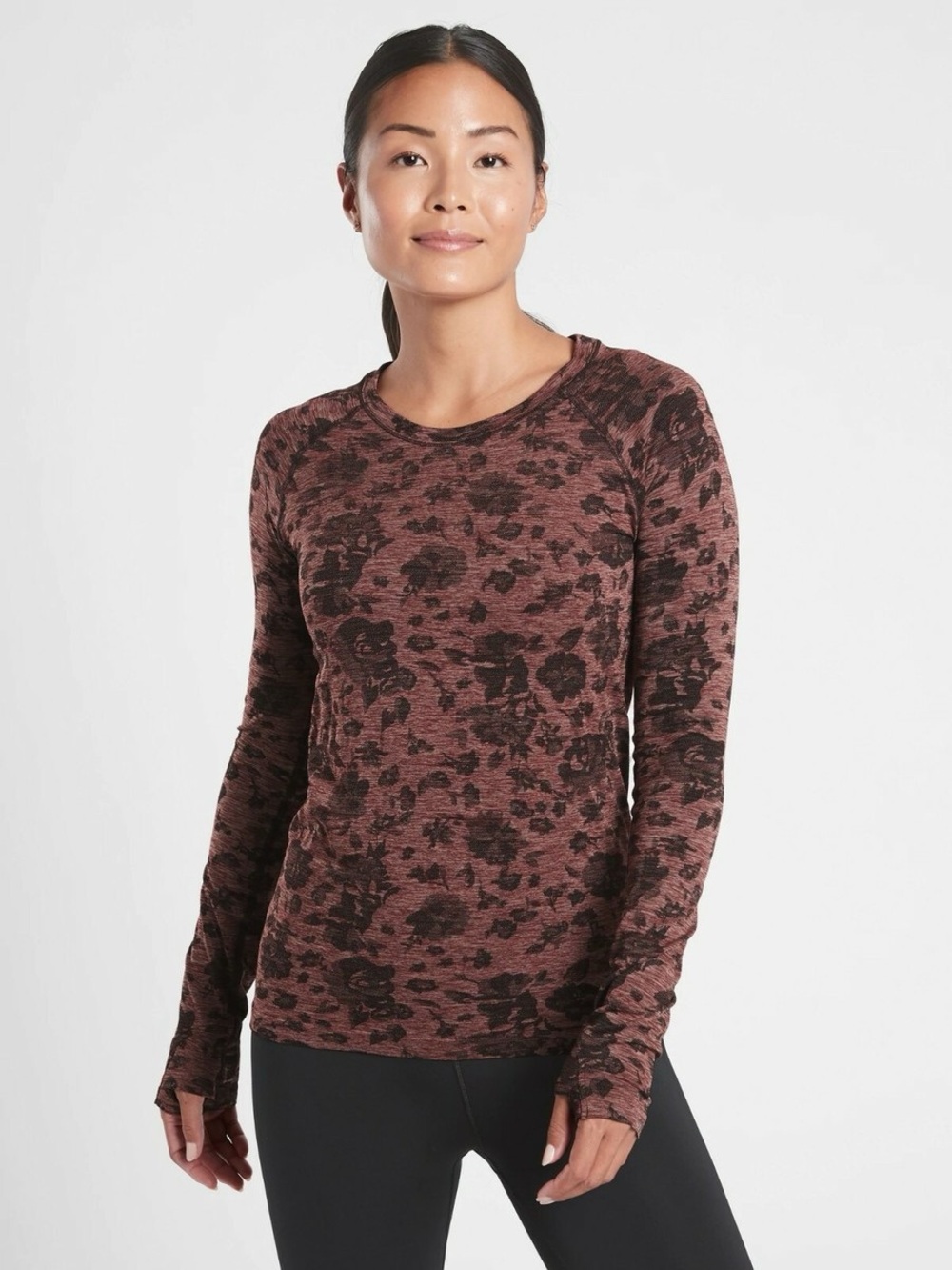 Athleta | Momentum Top Spacedye Floral | Dried Cinnamon | Size Small